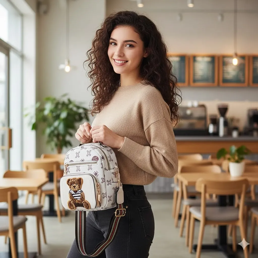 Cute Bear Pattern Mini Crossbody Bag