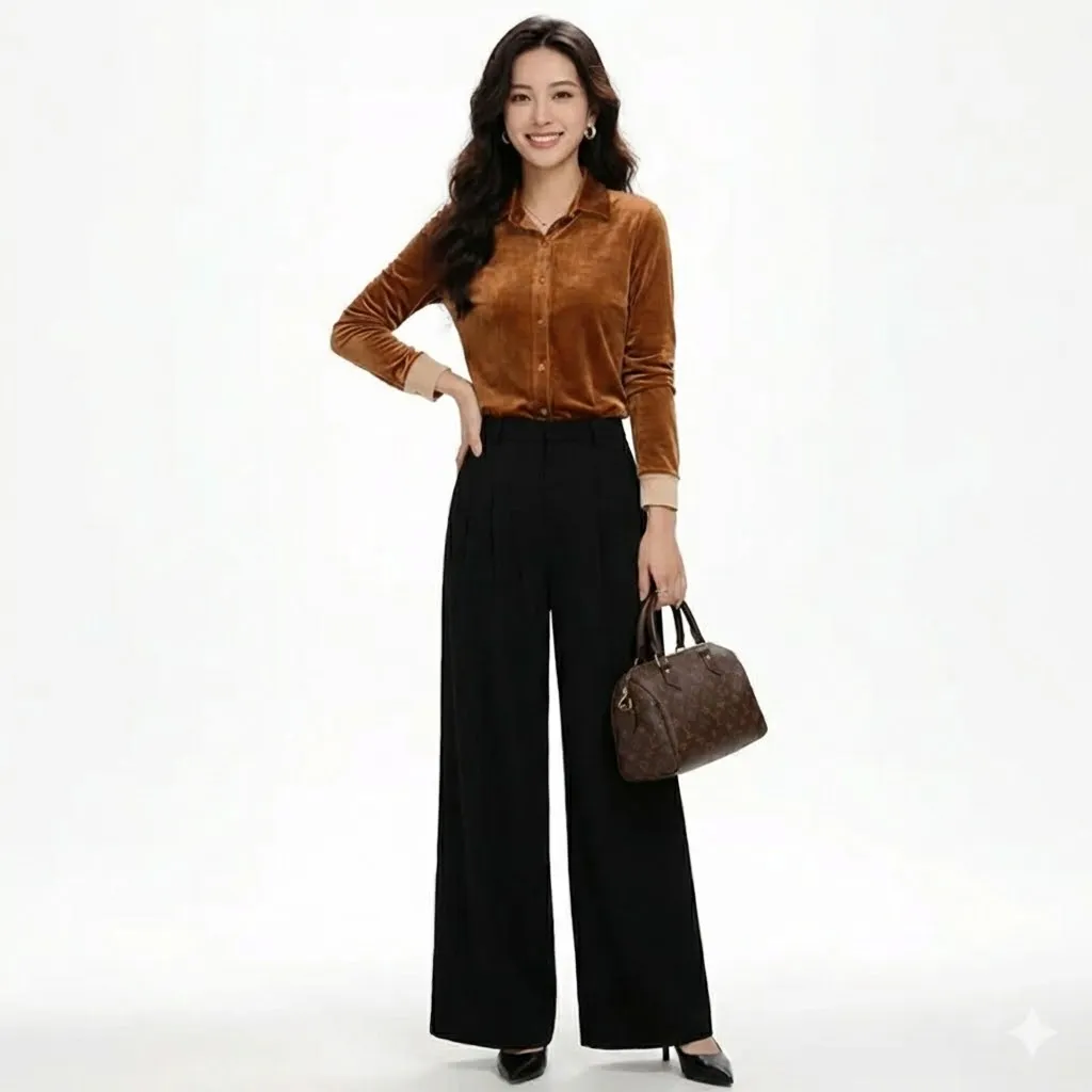 Thumbnail of Elegant Velvet Button-Up Formal Top