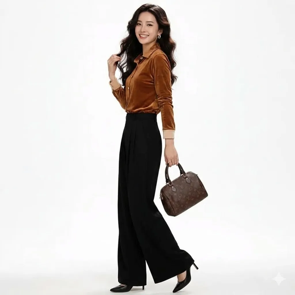 Thumbnail of Elegant Velvet Button-Up Formal Top