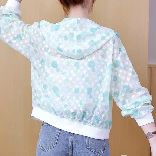 Thumbnail of Lightweight Sheer Printed Long Sleeves Zip-Up Women Jacket