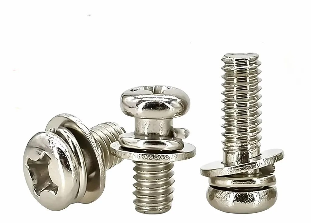 Carbon Steel Nickel Plated Phillips Pan Head Combination Screws M2-M6