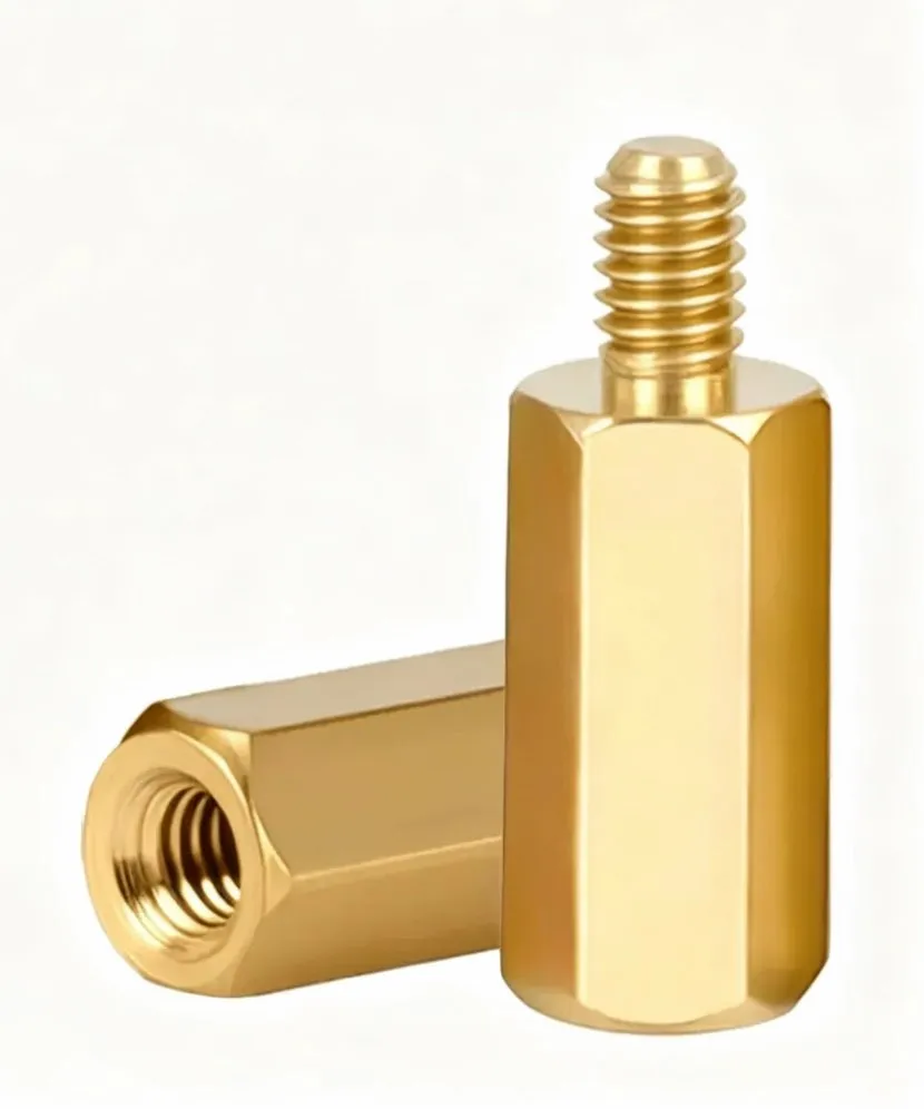 M3 Brass Hex Standoff Spacers, Single Female-Male Threaded