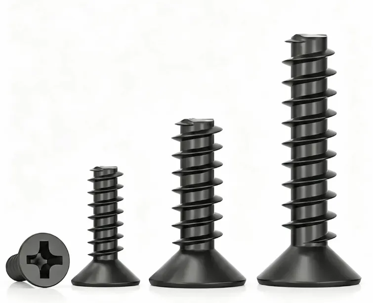 Black Flat Head Phillips Self-Tapping Screws (M1 - M4)