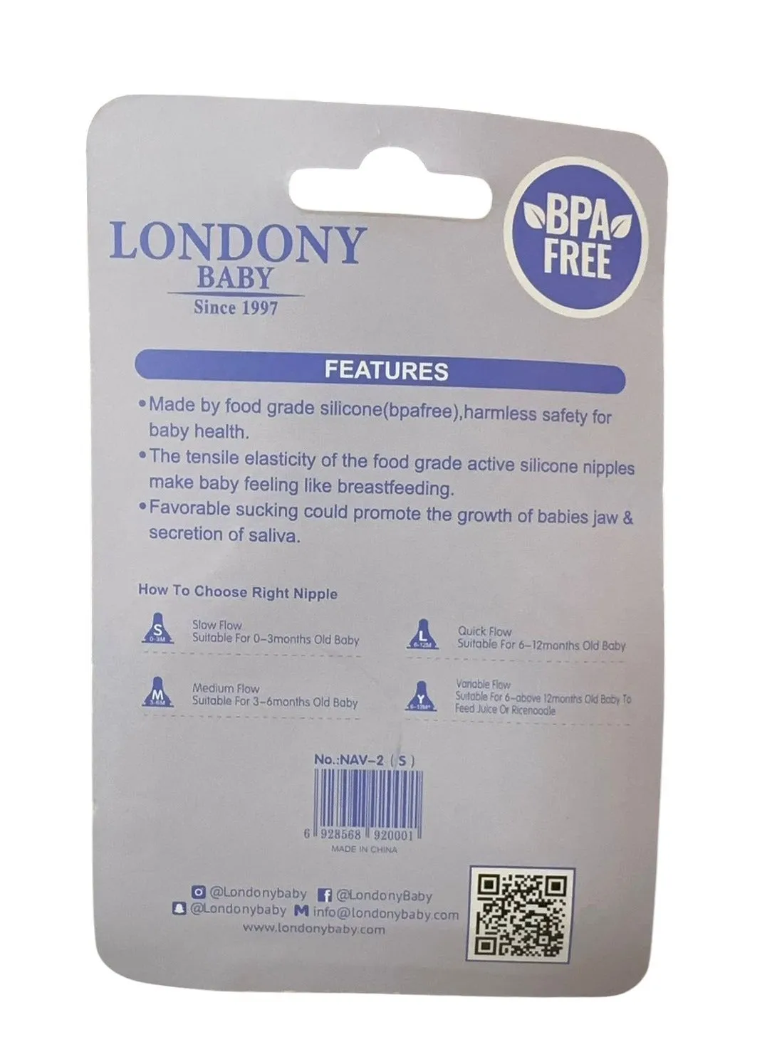 Londony Baby Wide Neck Silicon Nipple