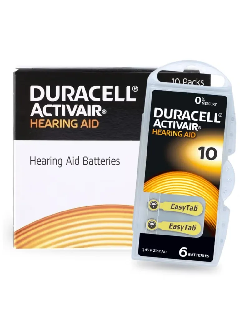 Duracell Hearing Aid Battery - 10 size - Pack of 60