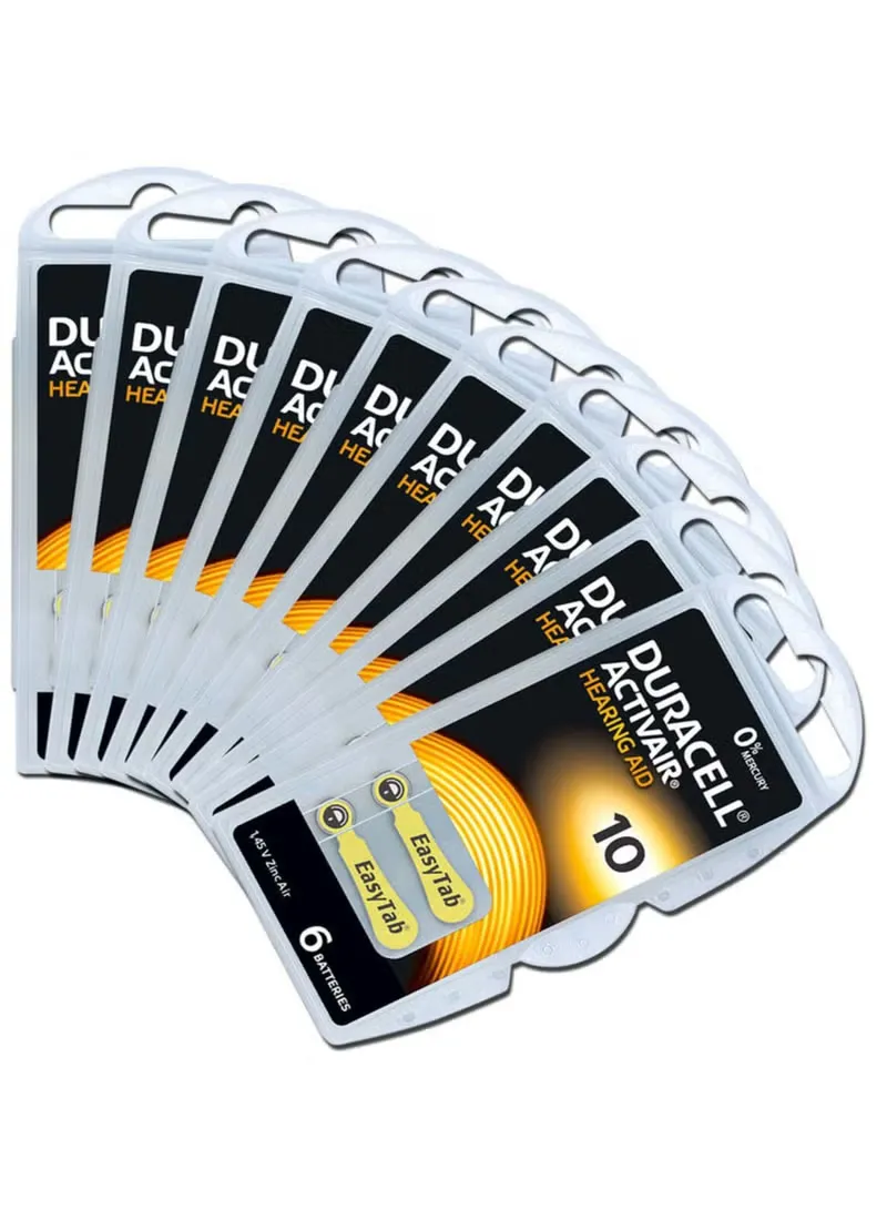 Duracell Hearing Aid Battery - 10 size - Pack of 60