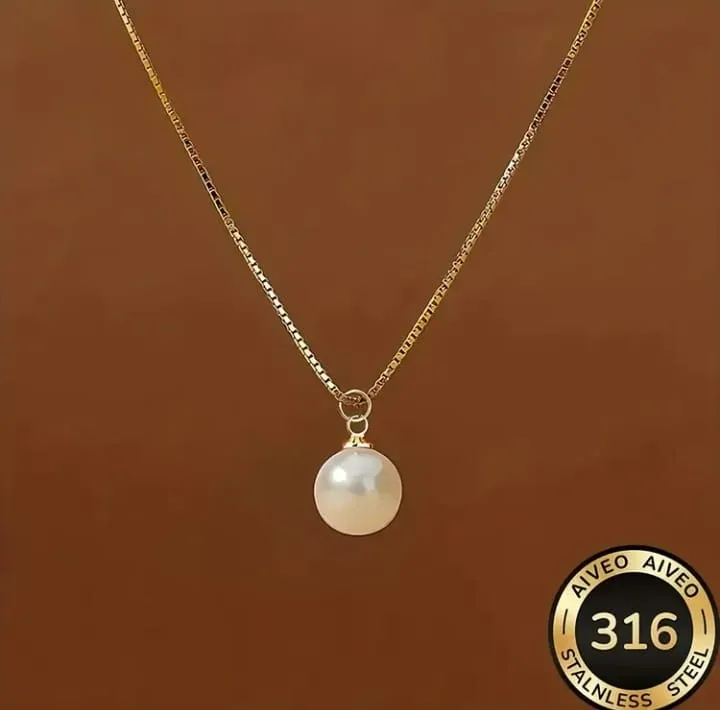 Pearl Necklace Gold Plated Stainless Steel