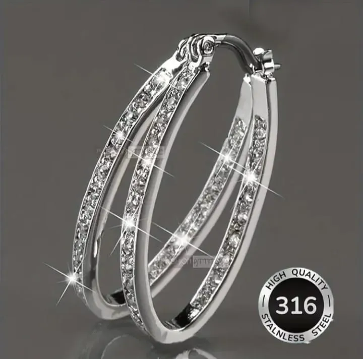 Crystal Hoop Earring Stainless Steel