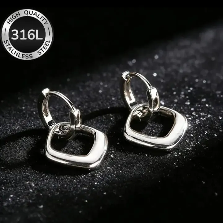 Square Link Dangling Earring Stainless Steel