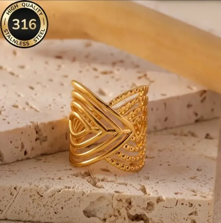 Punk Open Ring Gold Plated Stainless Steel