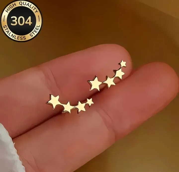 Multiple Star Stud Gold Plated Earring Stainless Steel
