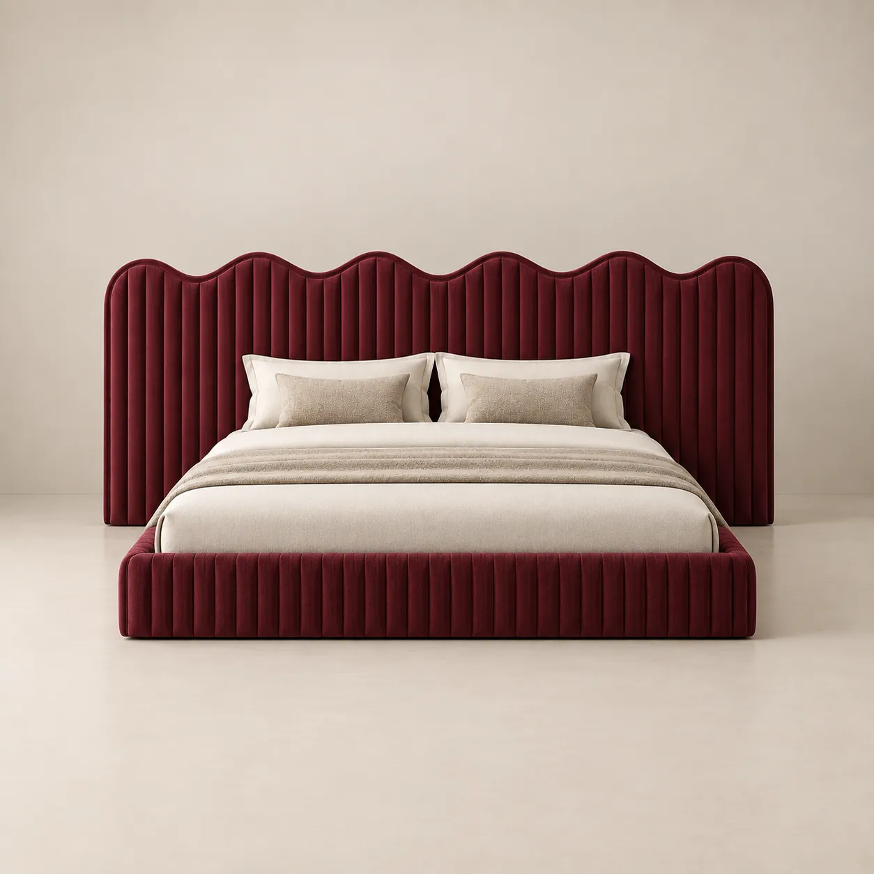 Wave Channel Extended Headboard Bed