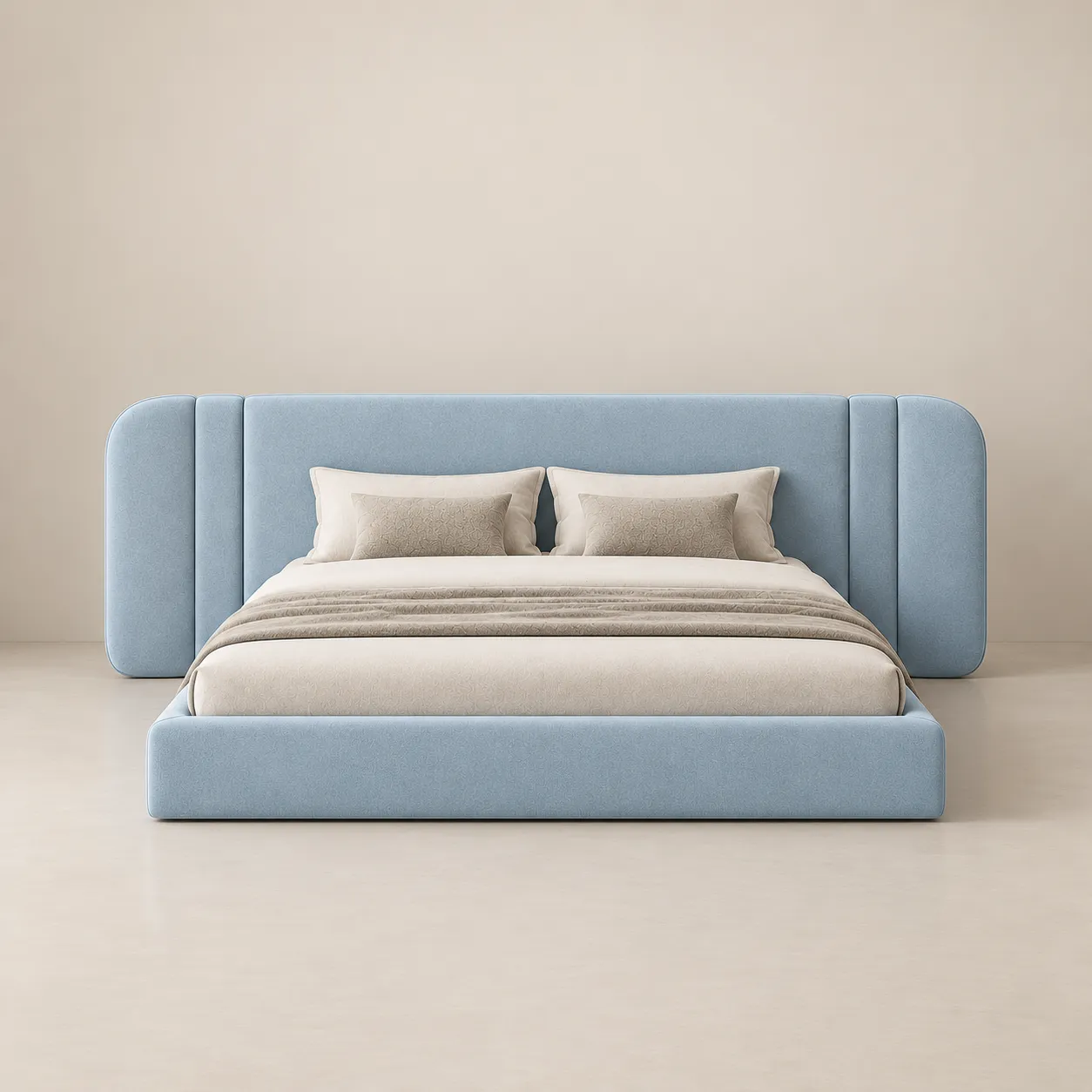 Modern Extended Panel Headboard Bed