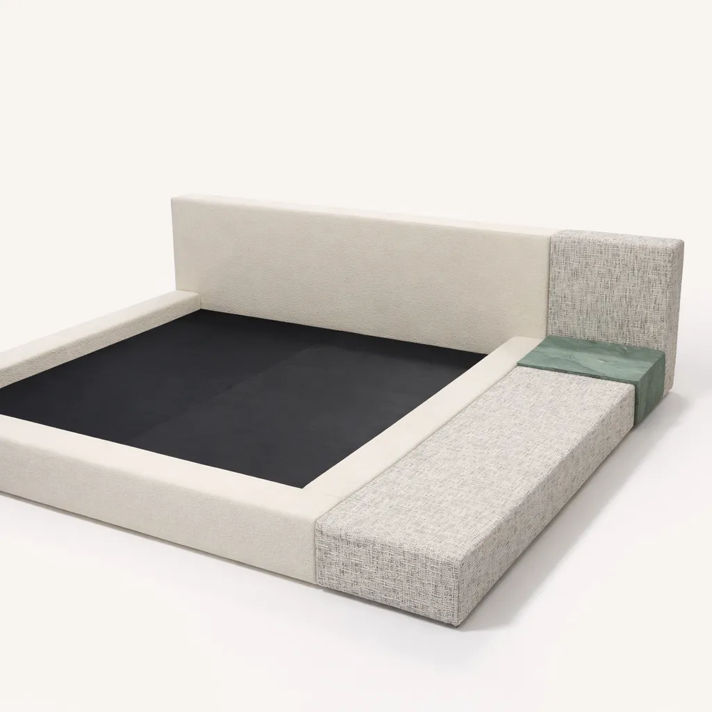 Platform Bed with Integrated Side Bench