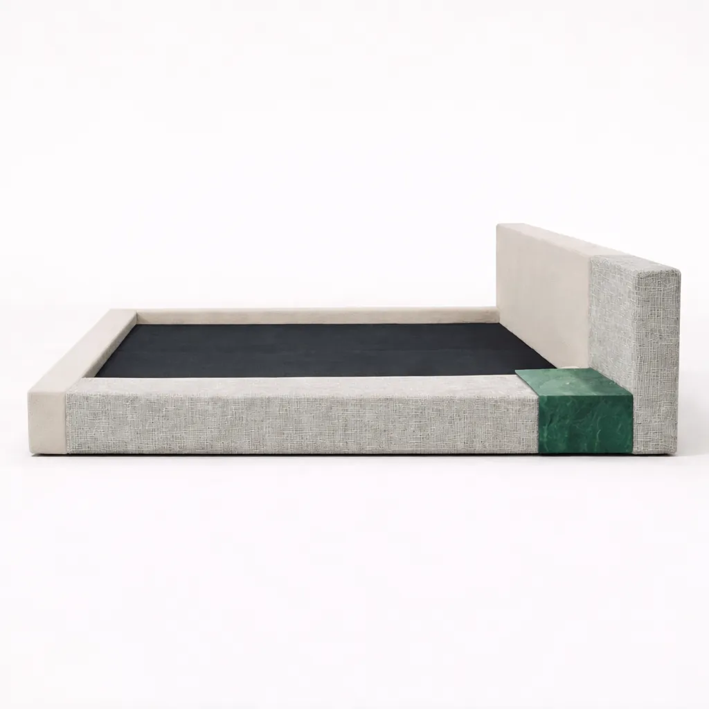 Platform Bed with Integrated Side Bench