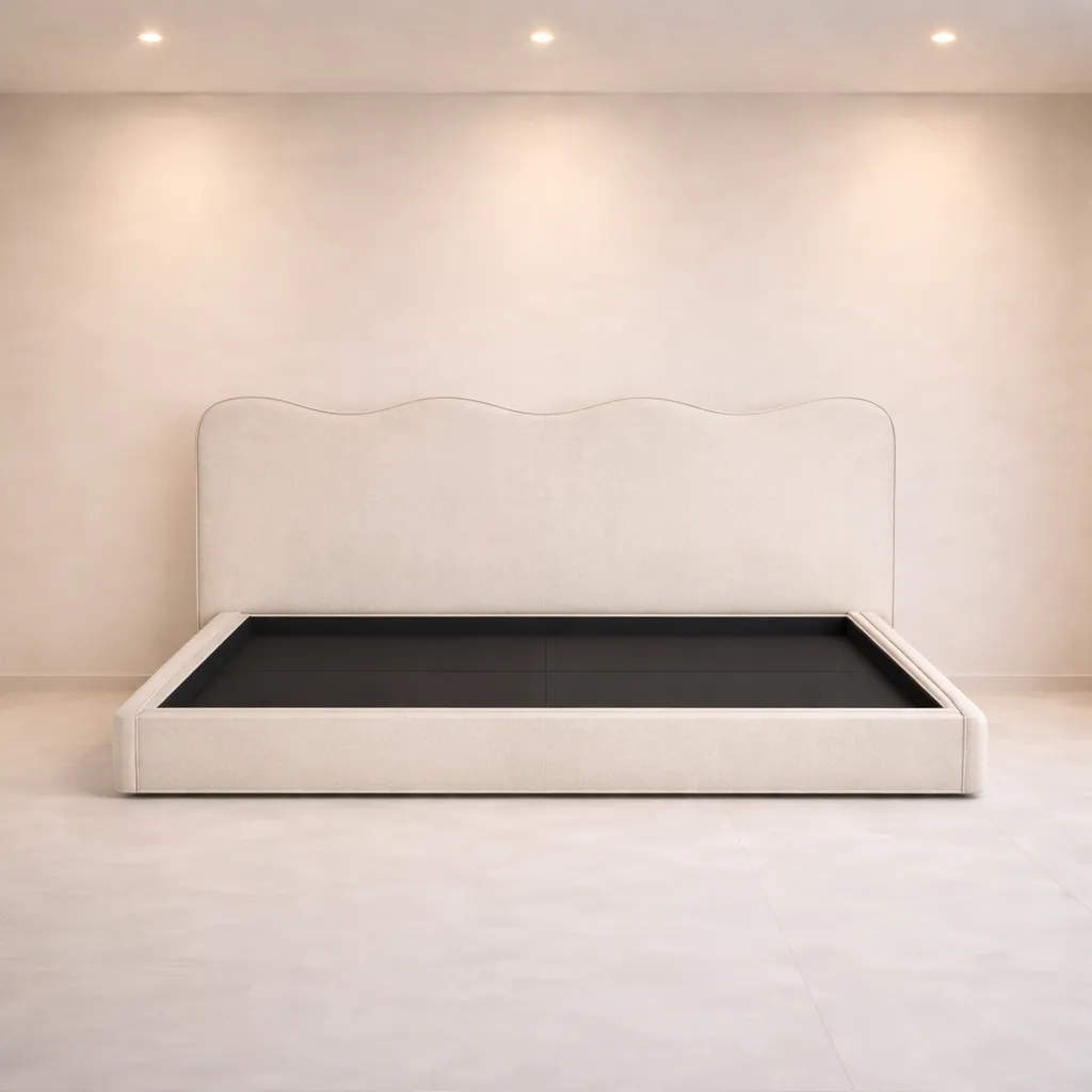 Curved Wave Headboard Bed UAE | Modern Upholstered Bed