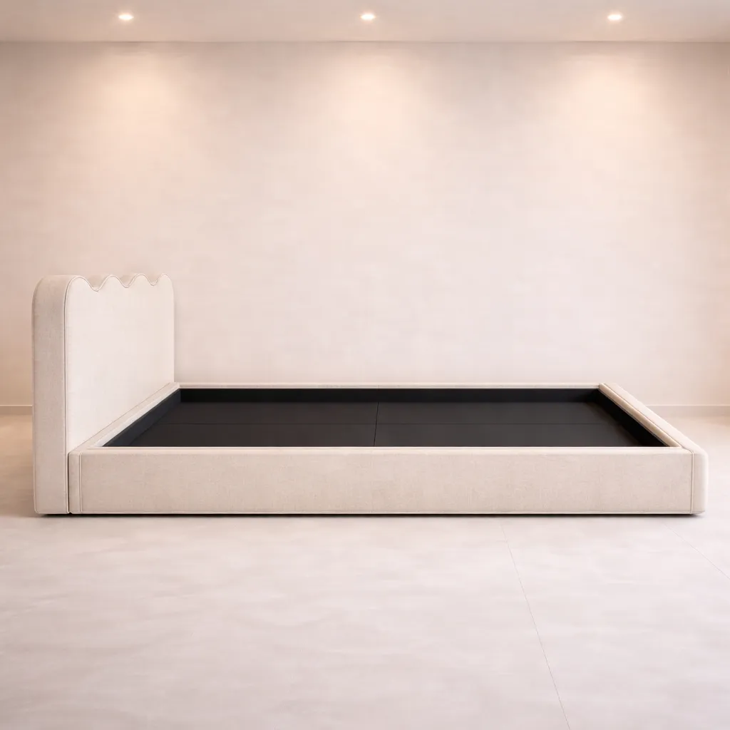 Curved Wave Headboard Bed UAE | Modern Upholstered Bed
