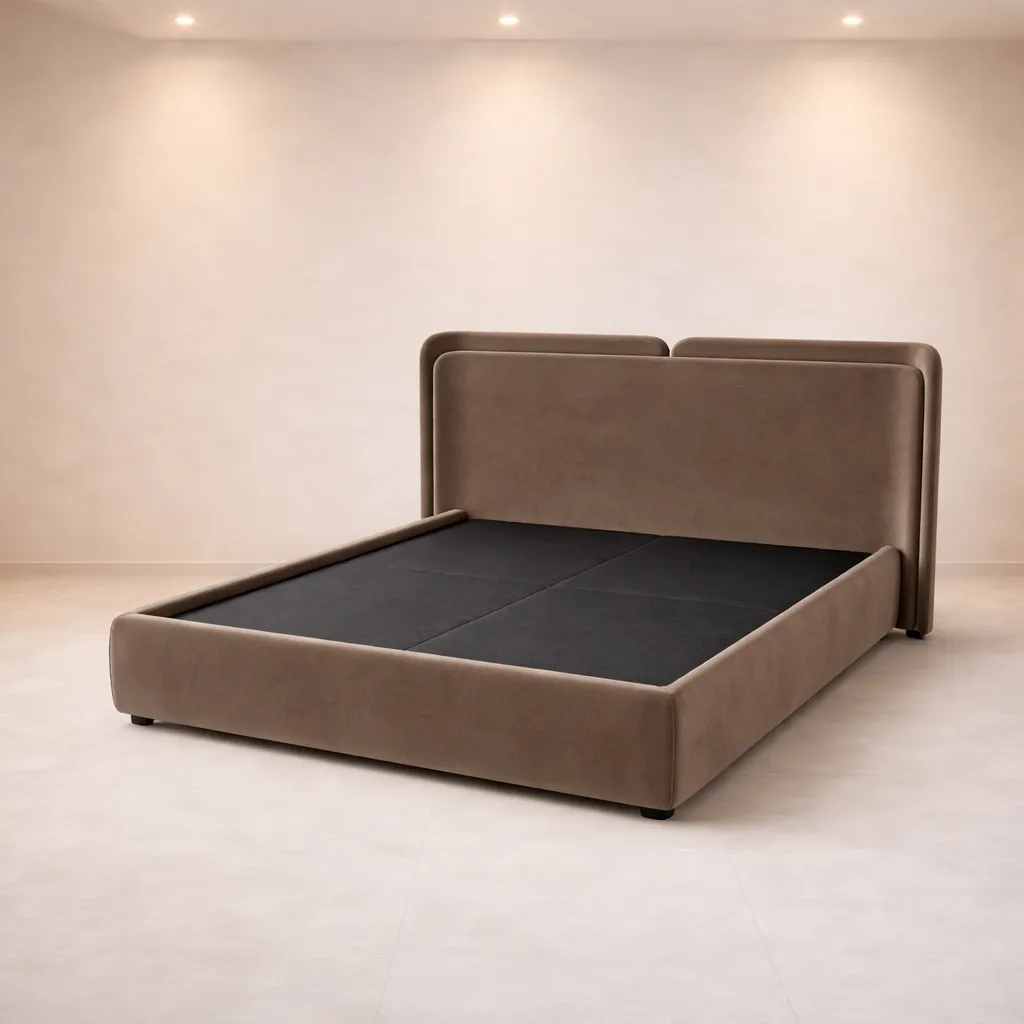 Modern Wraparound Upholstered Bed with Floating Headboard