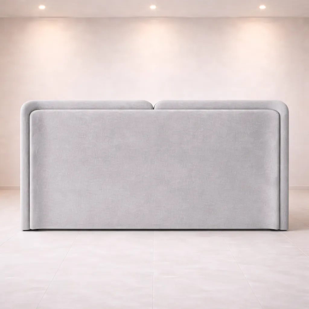Minimalist Upholstered Bed with Curved Floating Headboard