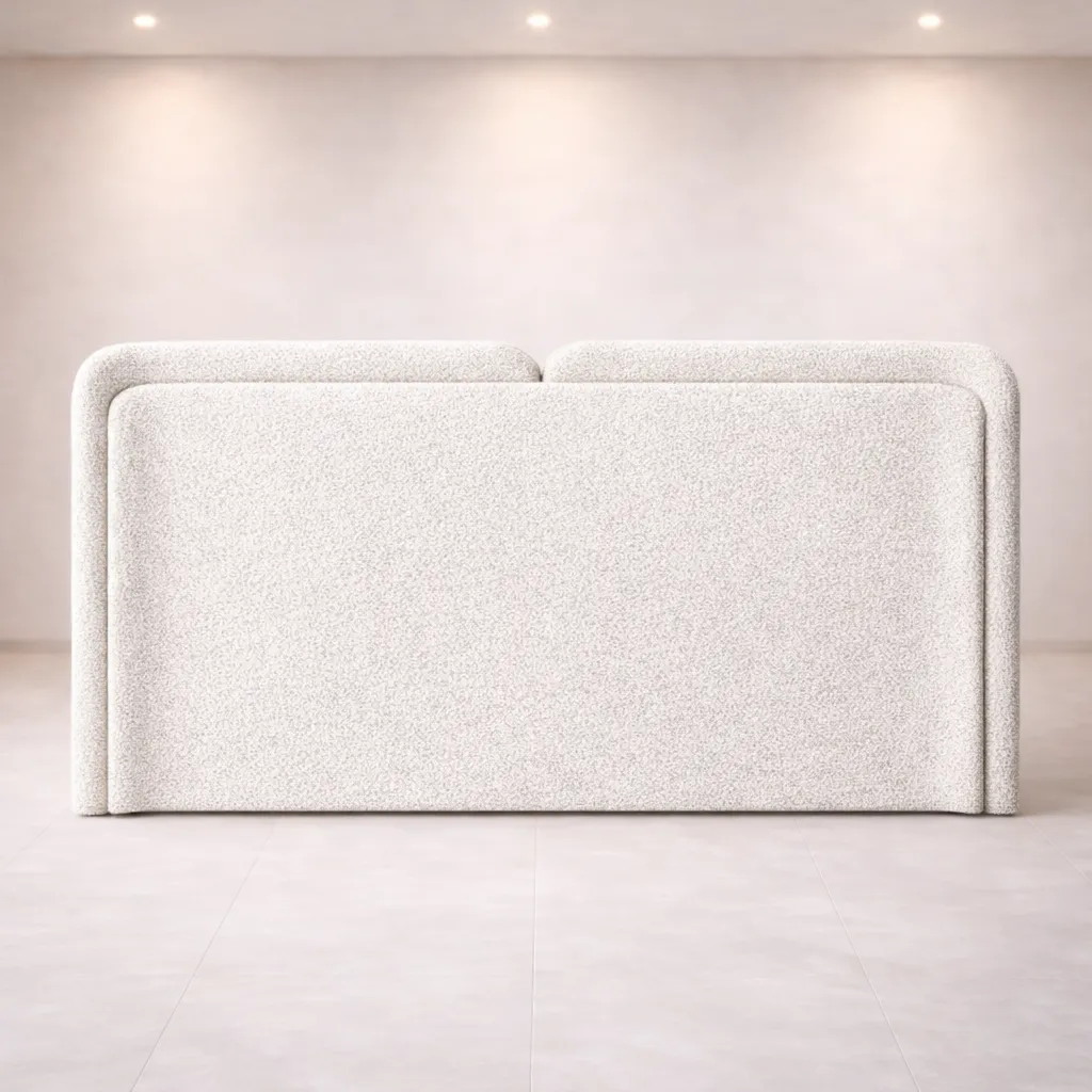 Bouclé Upholstered Bed with Floating Wraparound Headboard