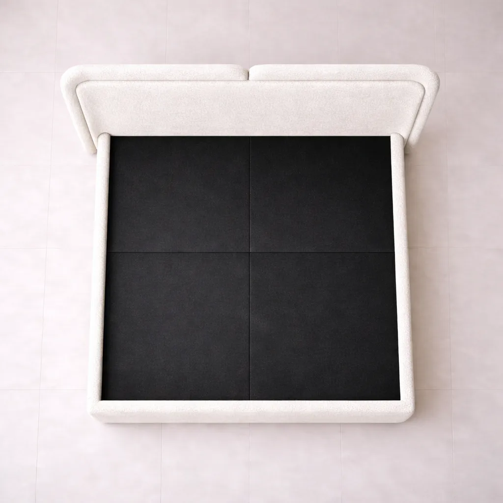 Bouclé Upholstered Bed with Floating Wraparound Headboard