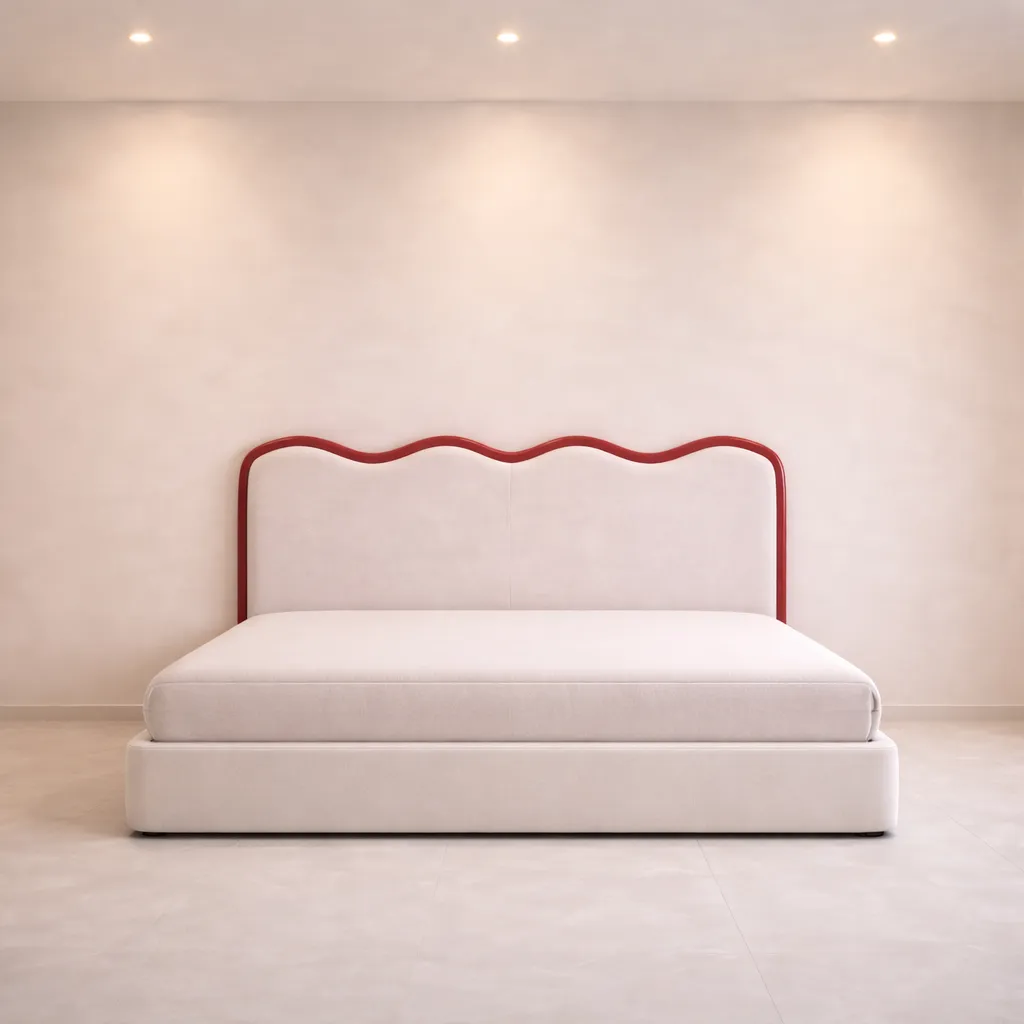 Wave Headboard Bed UAE | Modern Custom Upholstered Bed