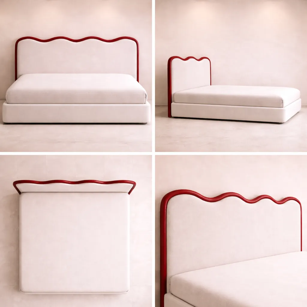 Wave Headboard Bed UAE | Modern Custom Upholstered Bed