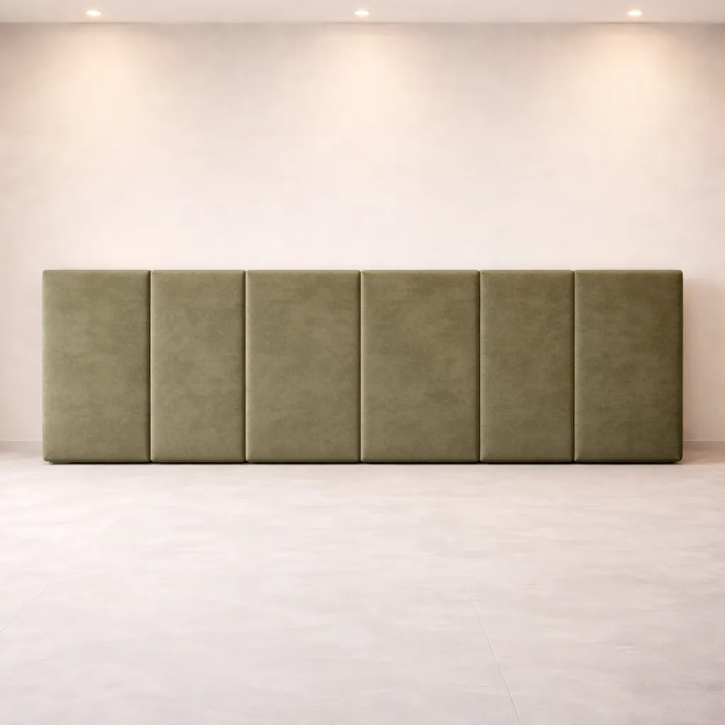 Modern Panel Headboard Bed with Round Nightstands