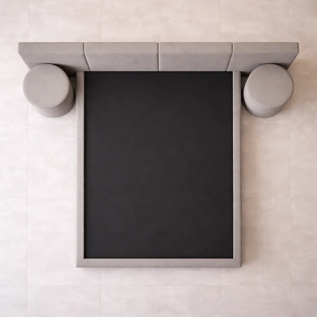 Modern Panel Headboard Bed with Round Nightstands (Copy)