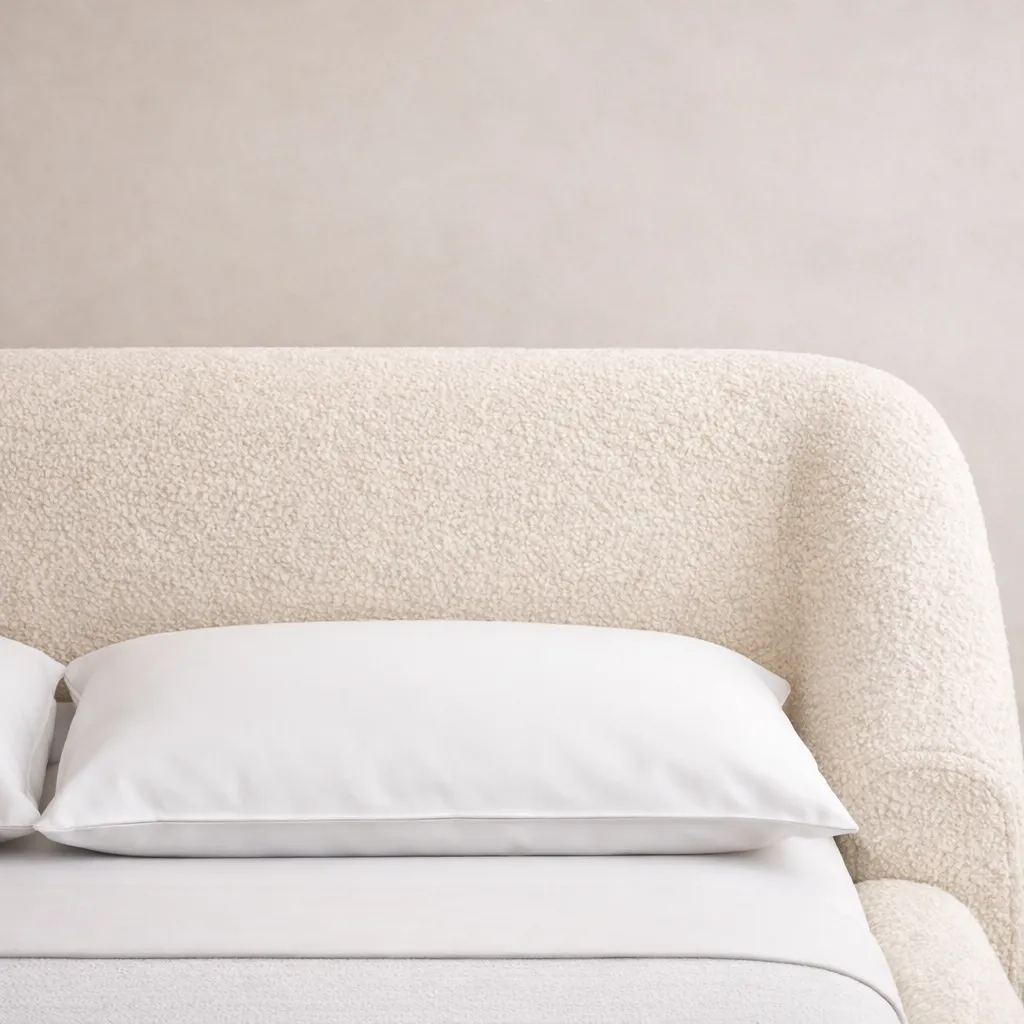 Curved Bouclé Platform Bed