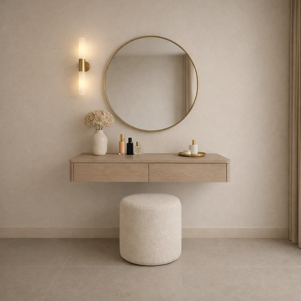 Modern Floating Vanity UAE | Round Mirror Dressing Table