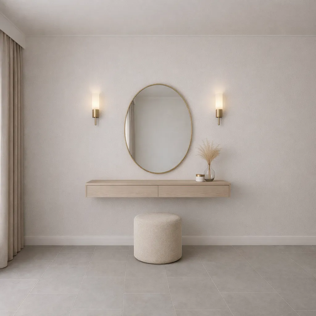 Minimal Floating Vanity UAE | Modern Dressing Table with Mirror