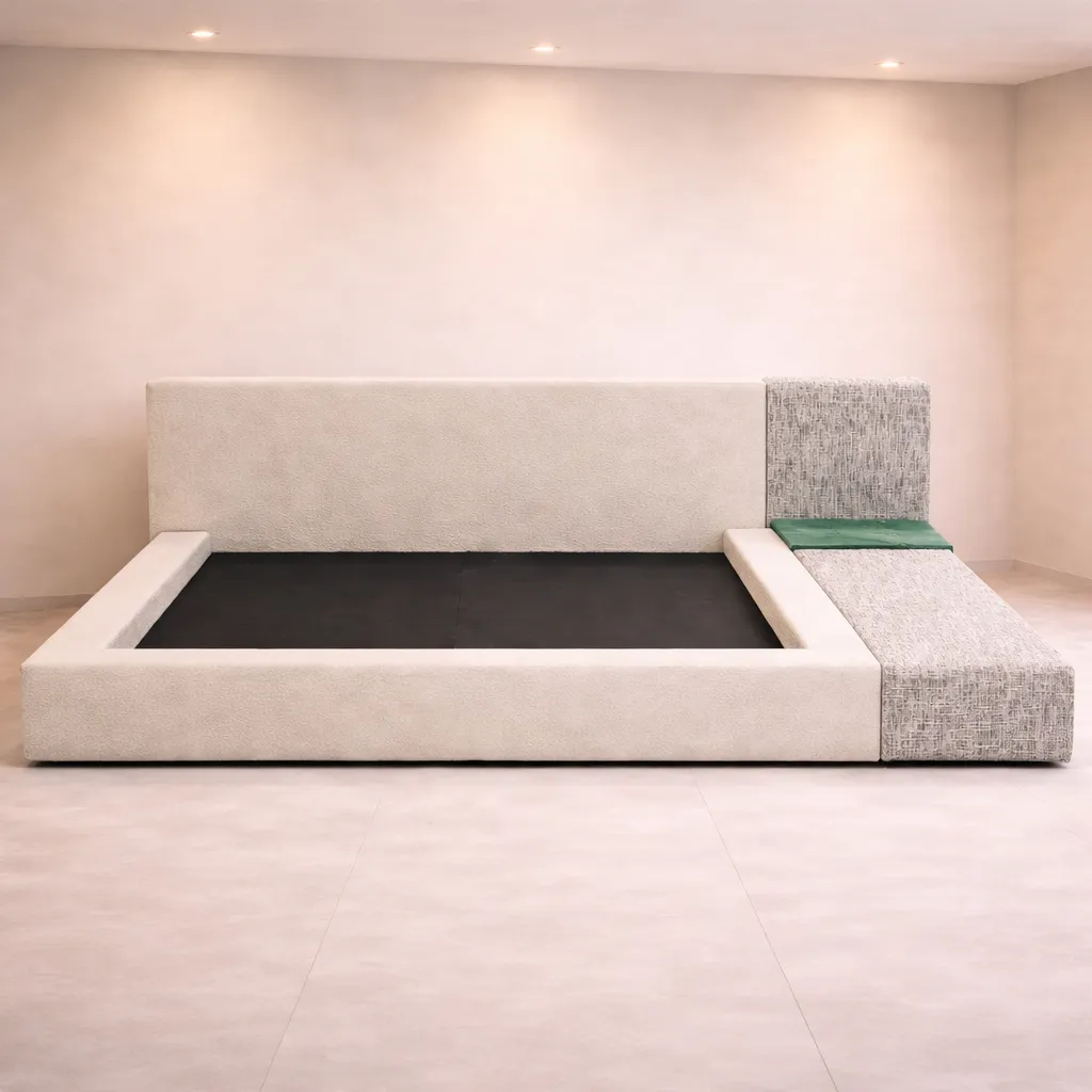 Platform Bed with Integrated Side Bench
