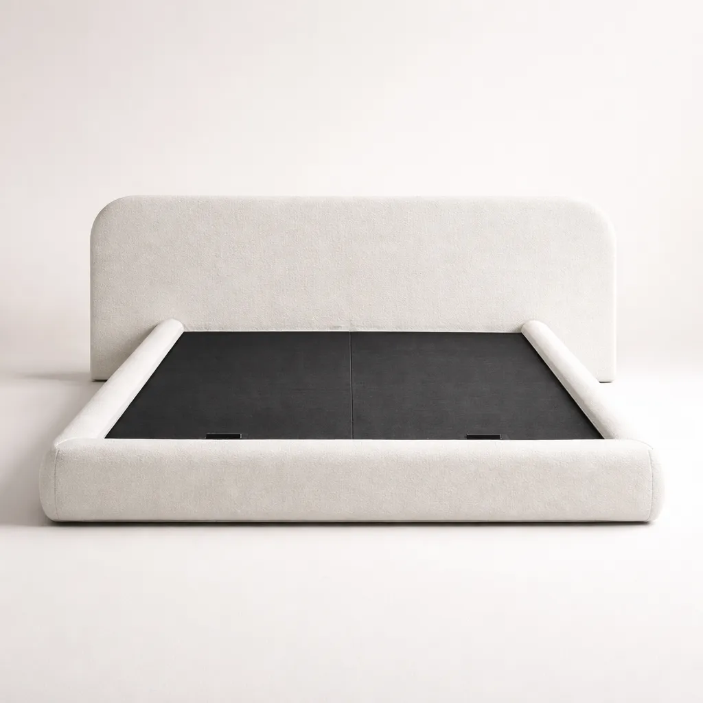 Minimal Curved Upholstered Bed UAE Custom Made
