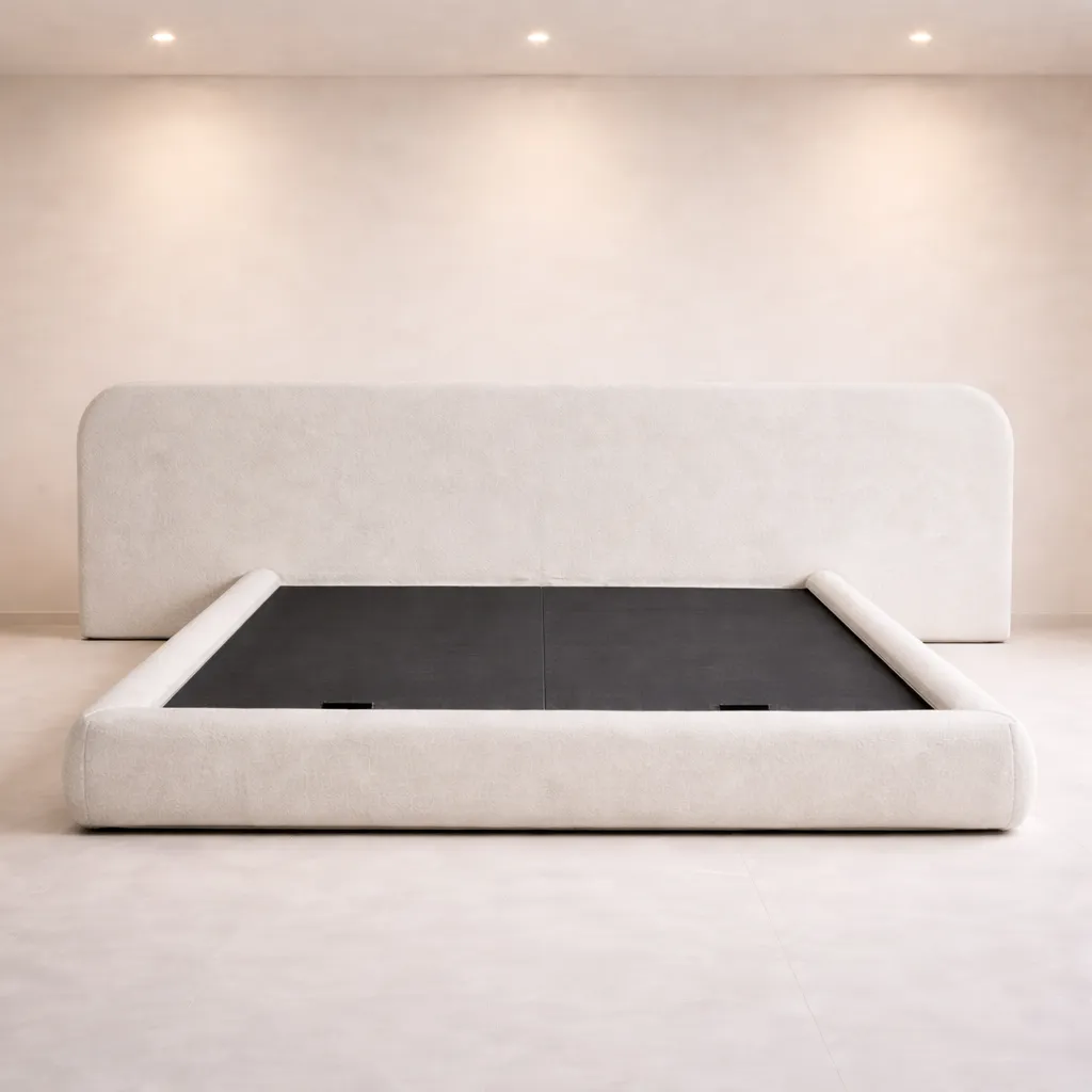 Minimal Curved Upholstered Bed UAE Custom Made