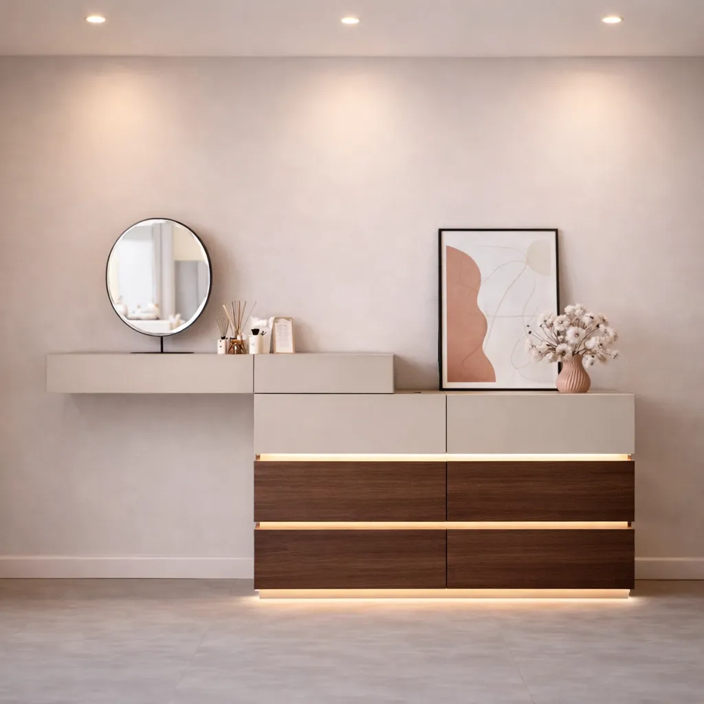 Modern Floating Vanity with LED Drawer Storage UAE