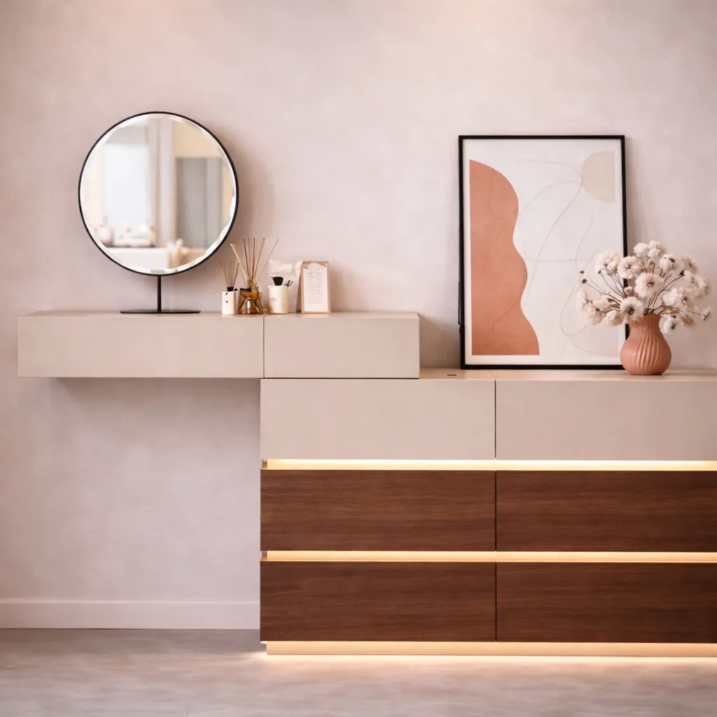 Modern Floating Vanity with LED Drawer Storage UAE