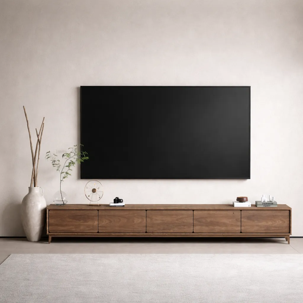Modern Floating TV Unit in Wooden Finish – Custom Made UAE