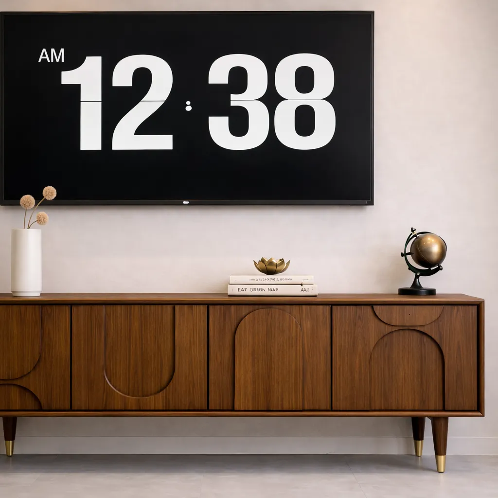 Curved Panel Wooden TV Unit – Modern Luxury TV Console UAE