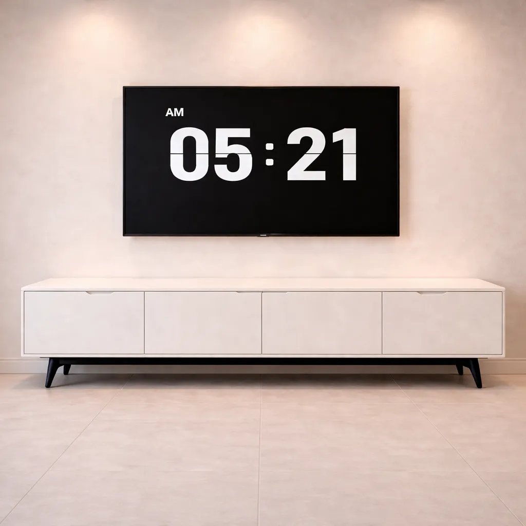 Minimal White Long TV Unit with Black Base – Modern TV Console UAE