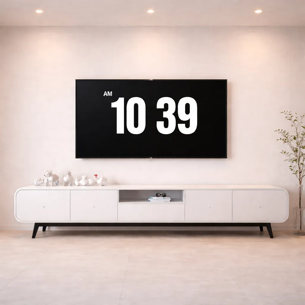 Long Modern White TV Unit with Open Shelf – Minimal TV Console UAE
