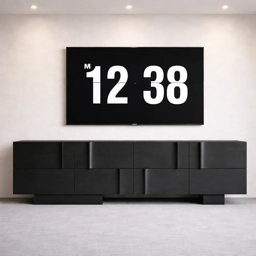 Modern Black TV Unit with Geometric Design – Luxury TV Console UAE