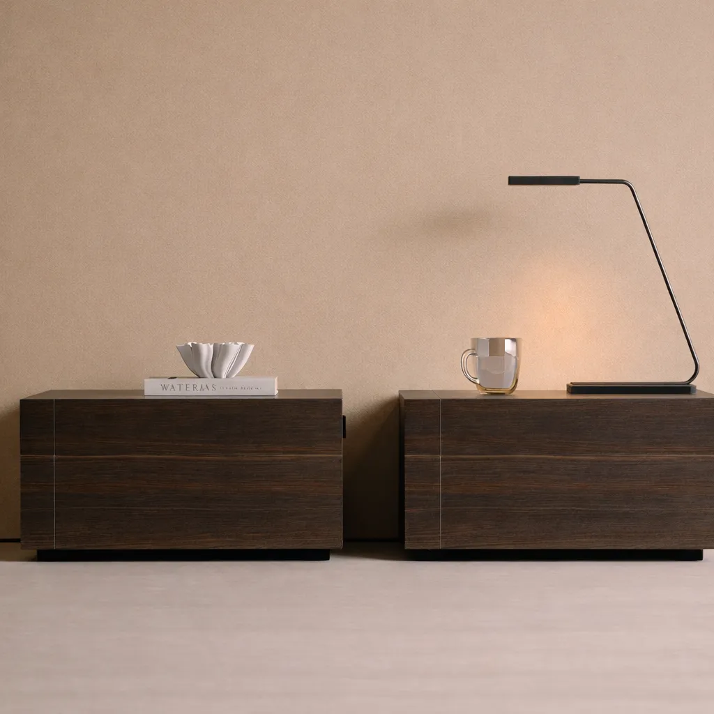 Modern Low Profile Wooden Nightstand Set