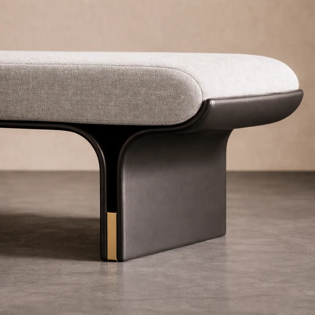 Modern Wooden Bench with Upholstered Cushion Seat