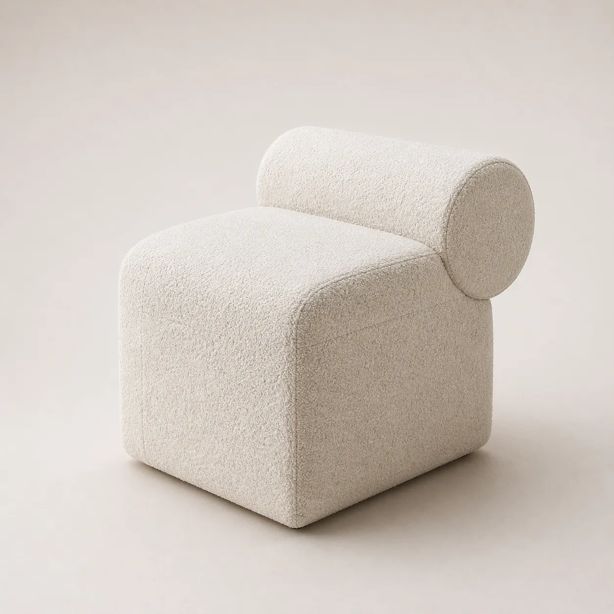 Modern Upholstered Vanity Chair Pouf with Backrest