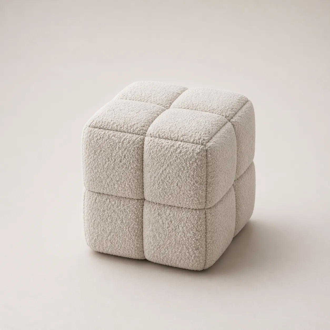 Modern Cube Upholstered Pouf with Soft Modular Design