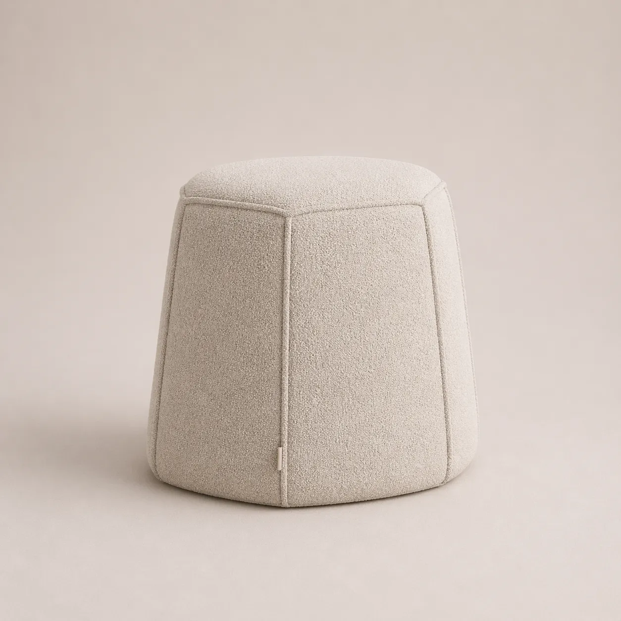Modern Geometric Upholstered Pouf with Panel Stitch Design