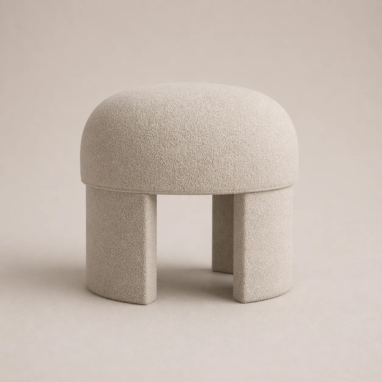 Modern Round Vanity Pouf with Sculpted Base Design