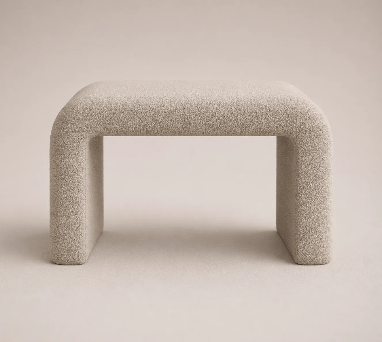 Modern Minimal Upholstered Bench with Curved Frame Design