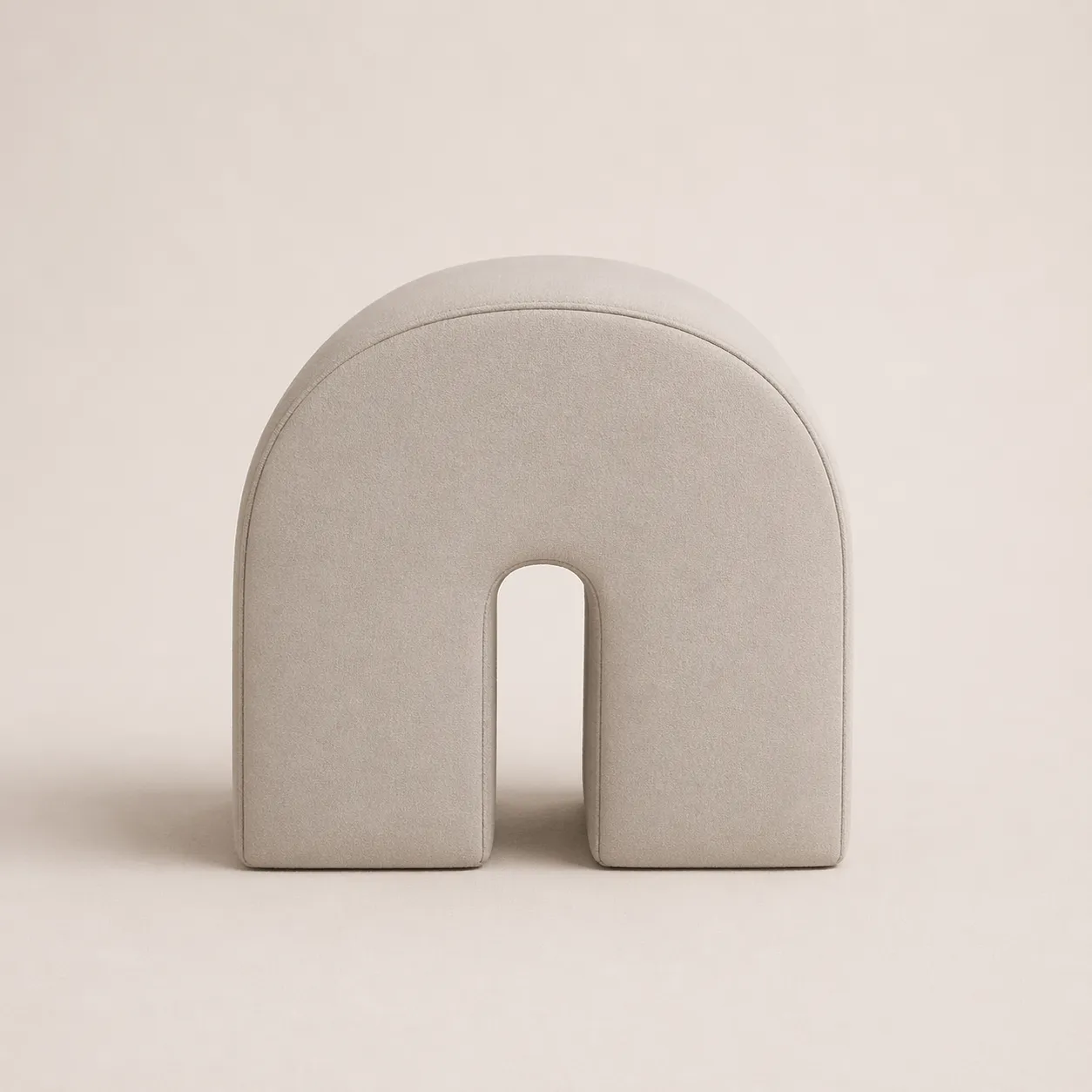 Modern Arch Shape Vanity Pouf with Upholstered Finish
